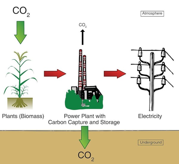 CO2 Entfernung durch Bioenergie mit CO2 Abschneidung und Speicherung (BECCS)